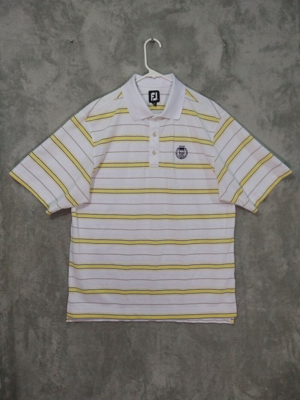 FootJoy Shirt Mens Large White Striped Short Sleeve Golf Performance Stretch